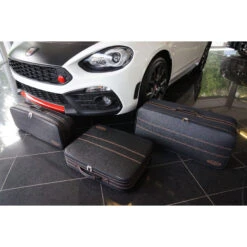 Fiat 124 Spider (EU-Version) - 3-tlg. Kofferset Kofferraum - Naht Mokka